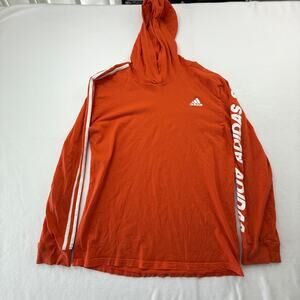 Adidas Orange Hooded Long Sleeve Tee Men’s XL